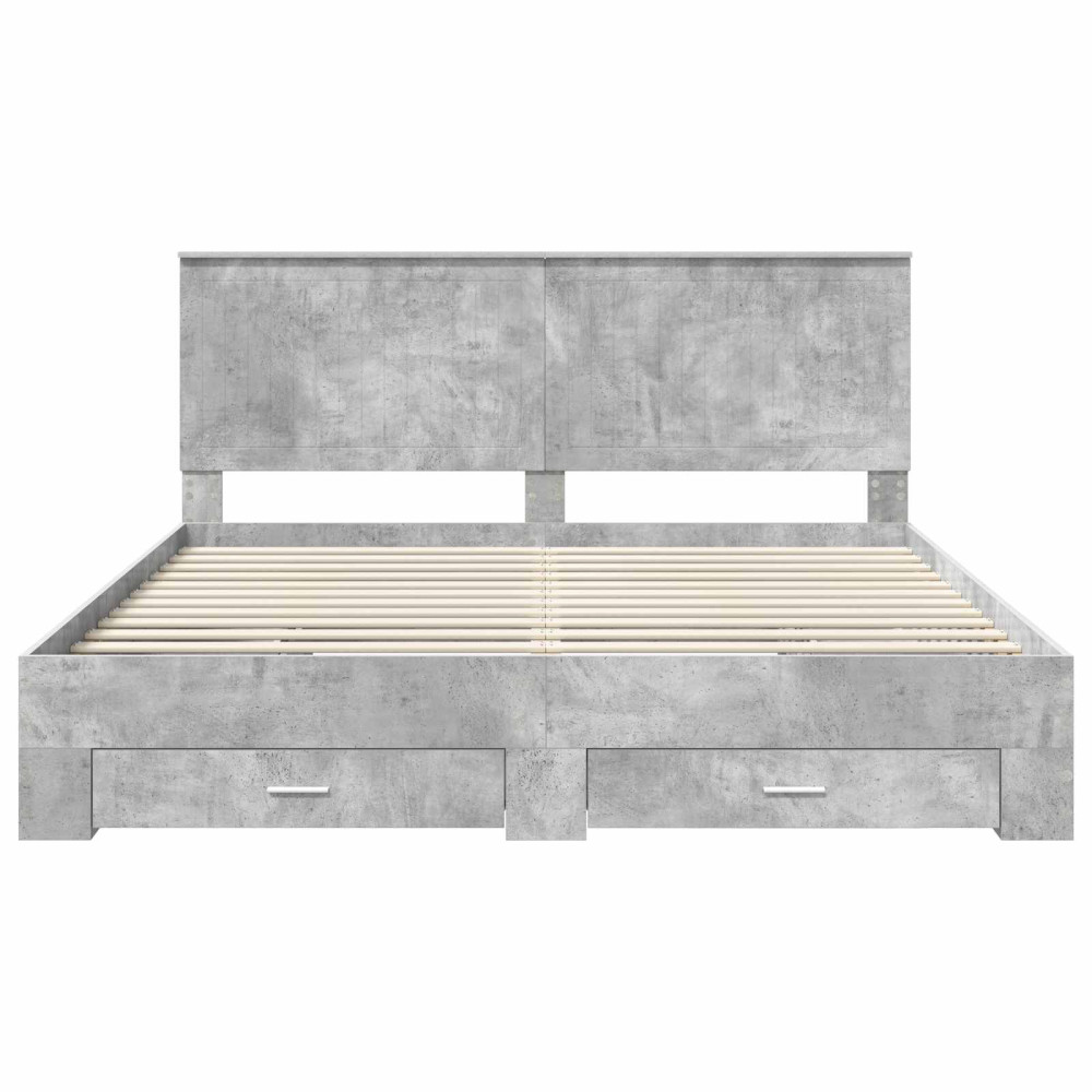 Produktbild för Sängram med huvudgavel Betonggrå 180 x 200 cm Konstruerat trä