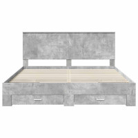 Produktbild för Sängram med huvudgavel Betonggrå 180 x 200 cm Konstruerat trä