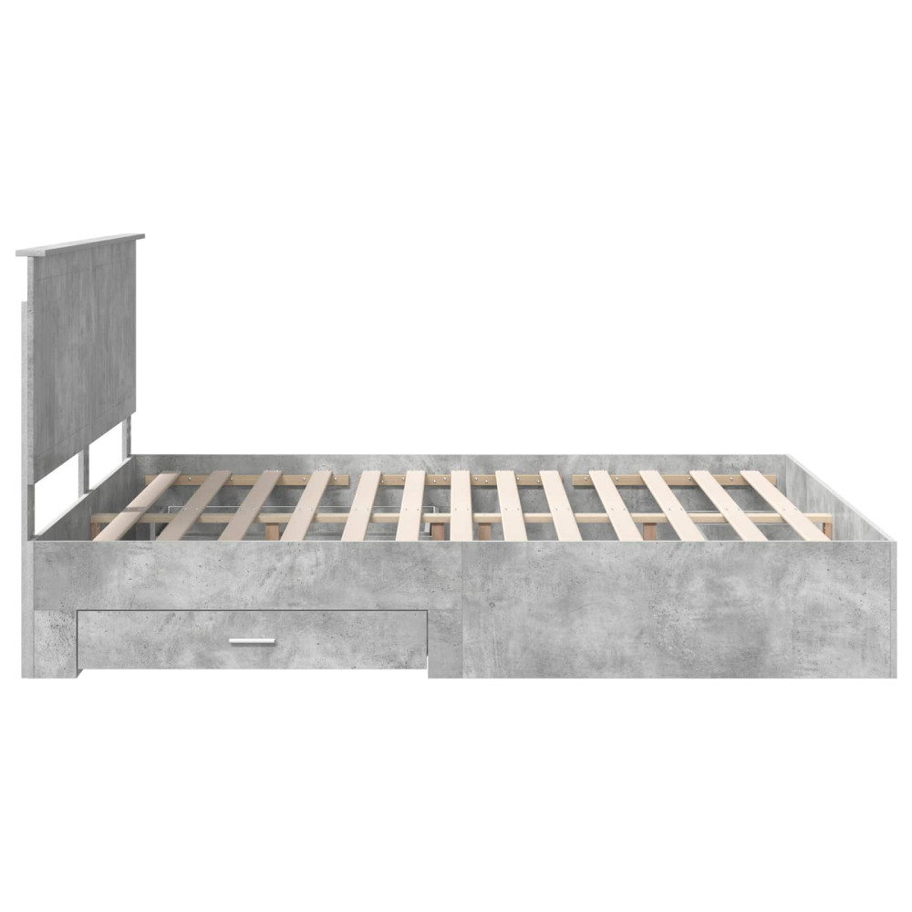 Produktbild för Sängram med huvudgavel Betonggrå 180 x 200 cm Konstruerat trä
