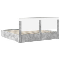 Produktbild för Sängram med huvudgavel Betonggrå 180 x 200 cm Konstruerat trä