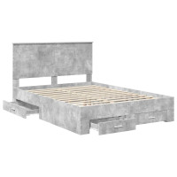 Produktbild för Sängram med huvudgavel Betonggrå 140 x 200 cm Konstruerat trä