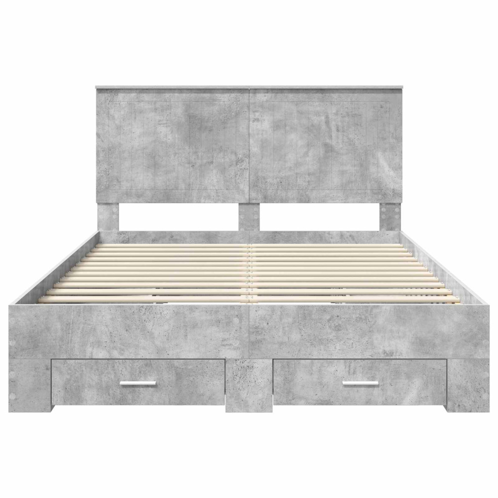 Produktbild för Sängram med huvudgavel Betonggrå 140 x 200 cm Konstruerat trä