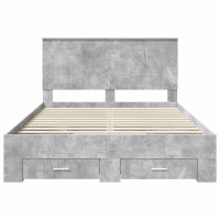 Produktbild för Sängram med huvudgavel Betonggrå 140 x 200 cm Konstruerat trä