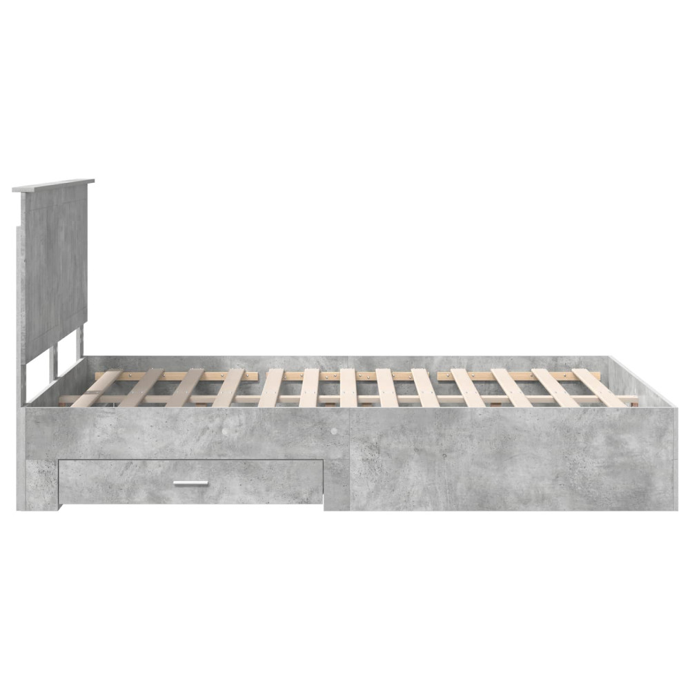 Produktbild för Sängram med huvudgavel Betonggrå 140 x 200 cm Konstruerat trä