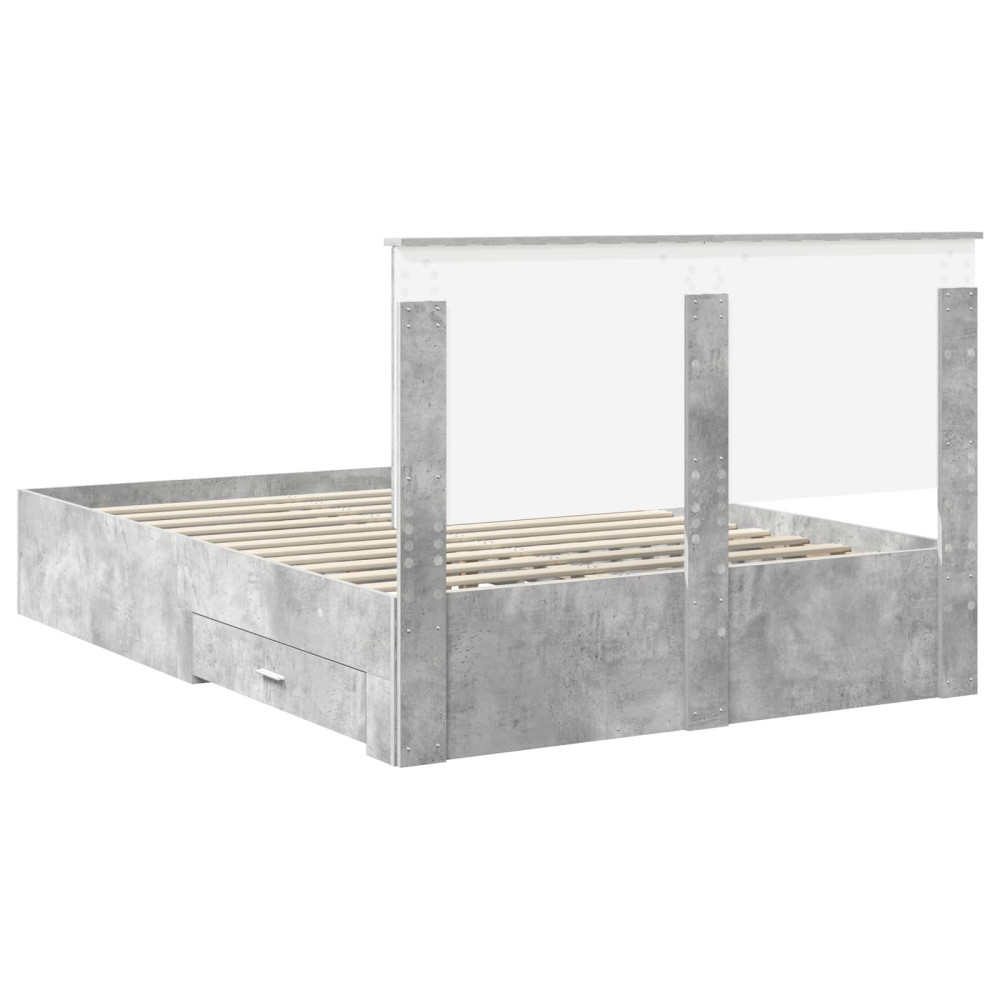 Produktbild för Sängram med huvudgavel Betonggrå 140 x 200 cm Konstruerat trä