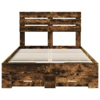 Produktbild för Sängram med huvudgavel Rökt ek 135 x 190 cm Konstruerat trä