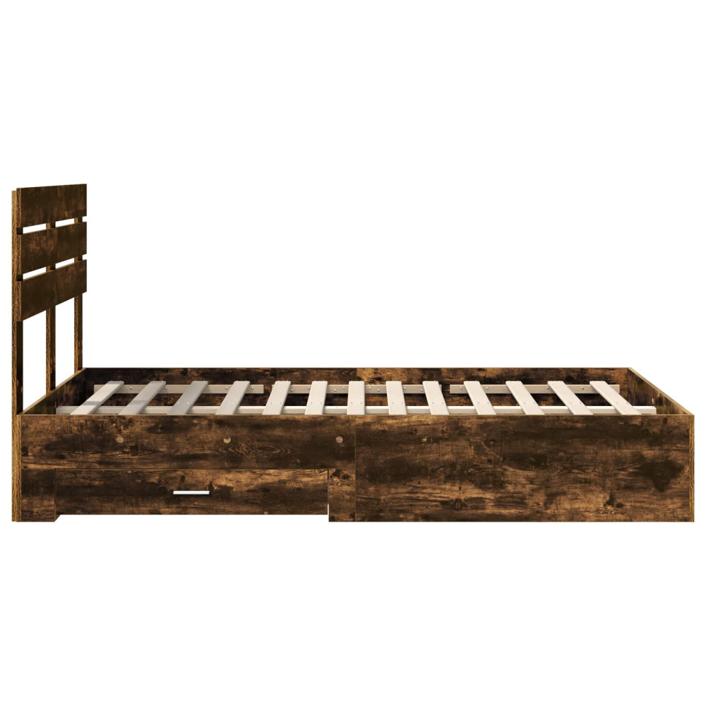 Produktbild för Sängram med huvudgavel Rökt ek 135 x 190 cm Konstruerat trä