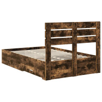Produktbild för Sängram med huvudgavel Rökt ek 135 x 190 cm Konstruerat trä
