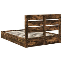 Produktbild för Förvaringssäng med låda Rökt ek 160 x 200 cm Konstruerat trä