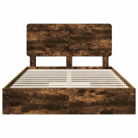 Produktbild för Förvaringssäng med låda Rökt ek 160 x 200 cm Konstruerat trä