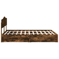 Produktbild för Förvaringssäng med låda Rökt ek 160 x 200 cm Konstruerat trä
