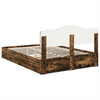 Produktbild för Förvaringssäng med låda Rökt ek 160 x 200 cm Konstruerat trä