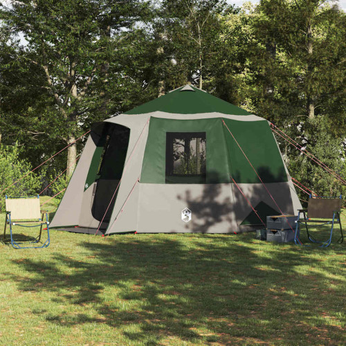 vidaXL Kabin tält 12-personer med tak Grön och Vit 405 x 405 x 273 cm