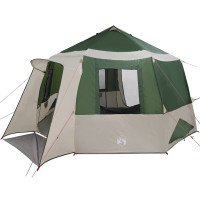 Produktbild för Kabin tält 12-personer med tak Grön och Vit 405 x 405 x 273 cm