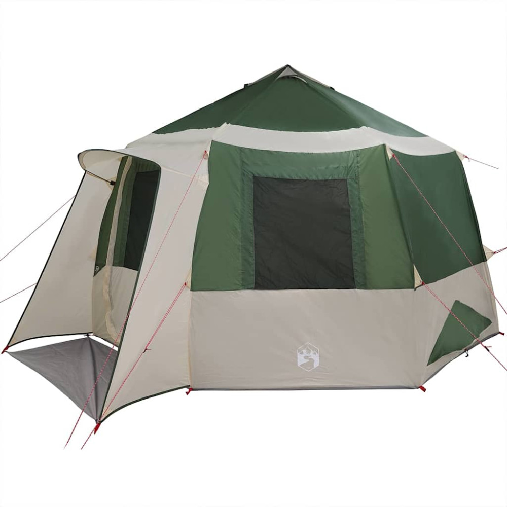 Produktbild för Kabin tält 12-personer med tak Grön och Vit 405 x 405 x 273 cm