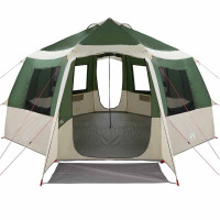 Produktbild för Kabin tält 12-personer med tak Grön och Vit 405 x 405 x 273 cm