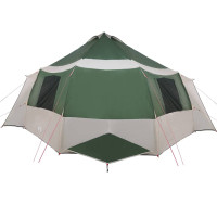 Produktbild för Kabin tält 12-personer med tak Grön och Vit 405 x 405 x 273 cm