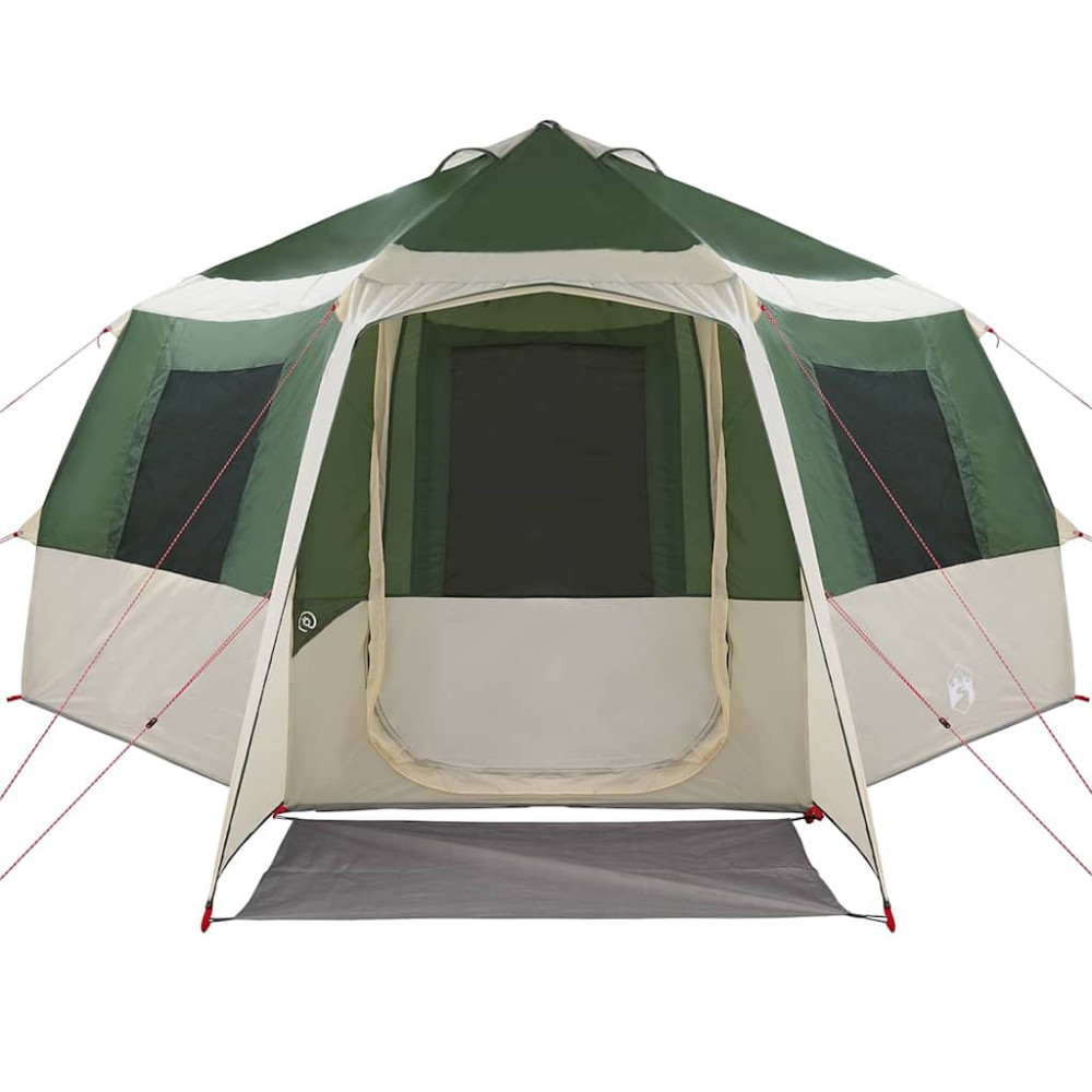 Produktbild för Kabin tält 12-personer med tak Grön och Vit 405 x 405 x 273 cm