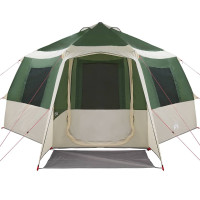 Produktbild för Kabin tält 12-personer med tak Grön och Vit 405 x 405 x 273 cm