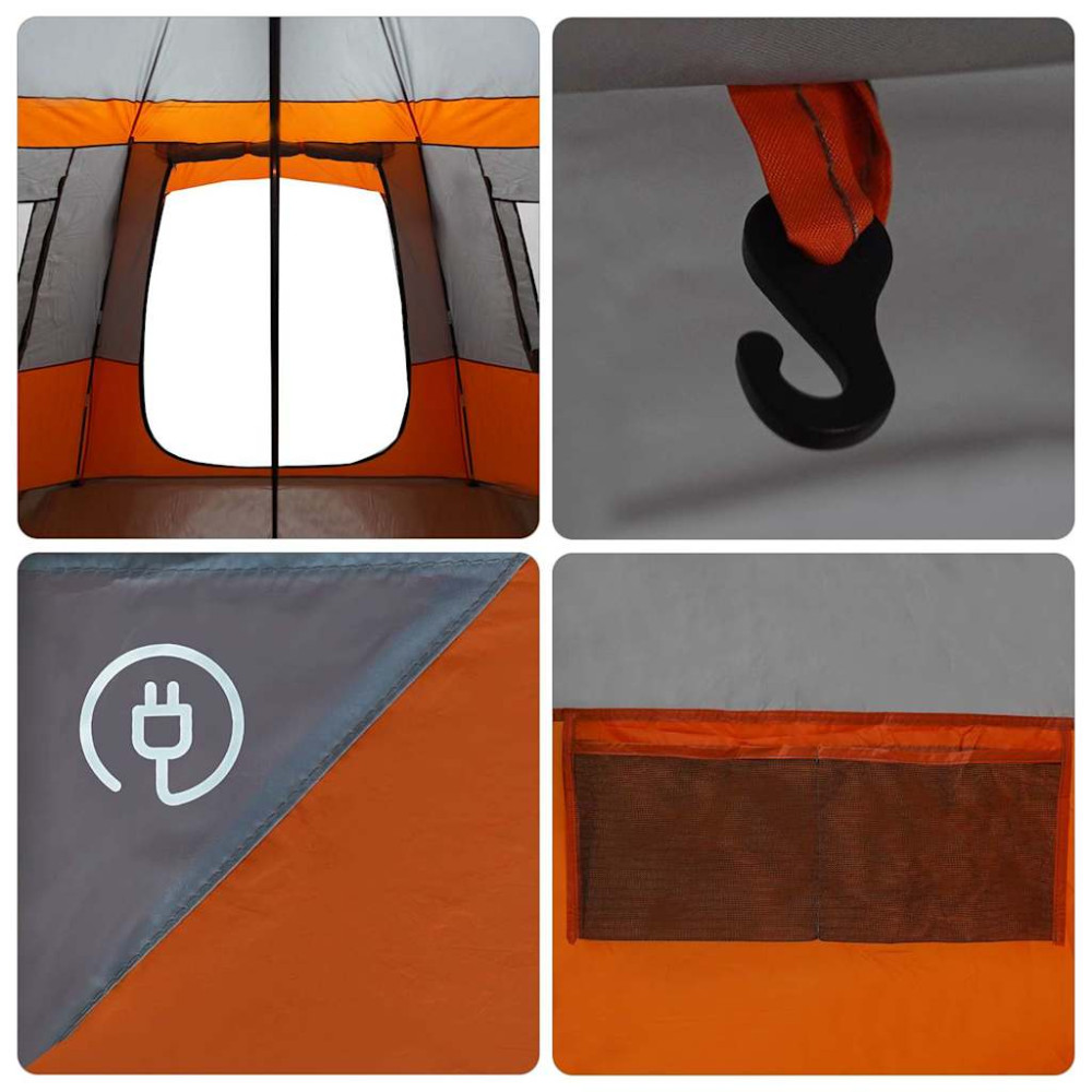 Produktbild för Kabin tält 12-personer Grå och orange 405 x 405 x 273 cm