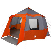 Produktbild för Kabin tält 12-personer Grå och orange 405 x 405 x 273 cm