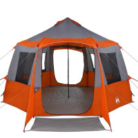 Produktbild för Kabin tält 12-personer Grå och orange 405 x 405 x 273 cm