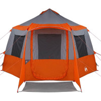 Produktbild för Kabin tält 12-personer Grå och orange 405 x 405 x 273 cm