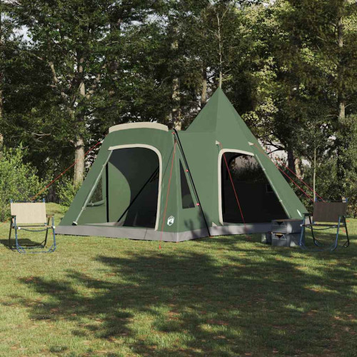 vidaXL Tält för 5 personer med tak med lagring Grön 545 x 450 x 295 cm