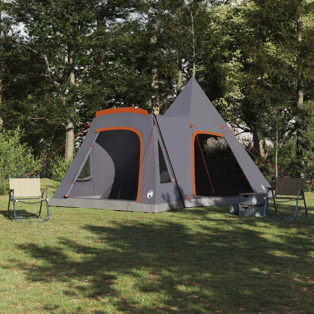 Produktbild för Tält för 5 personer med tak Grå och orange 545 x 450 x 295 cm