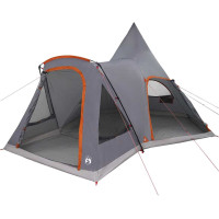 Produktbild för Tält för 5 personer med tak Grå och orange 545 x 450 x 295 cm