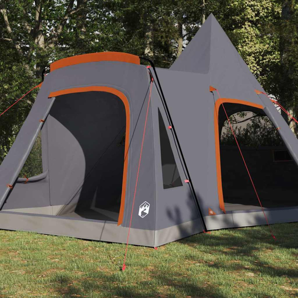 Produktbild för Tält för 5 personer med tak Grå och orange 545 x 450 x 295 cm