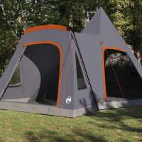 Produktbild för Tält för 5 personer med tak Grå och orange 545 x 450 x 295 cm