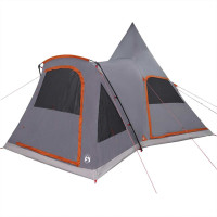 Produktbild för Tält för 5 personer med tak Grå och orange 545 x 450 x 295 cm