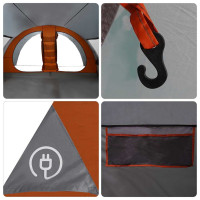 Produktbild för Tunnel tält för 8 personer Grå och orange 710 x 460 x 245 cm