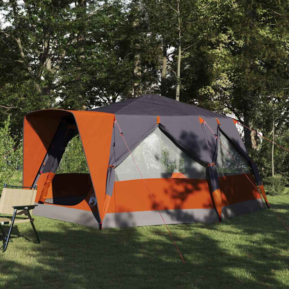 Produktbild för Cabin Tält 7-Personer med tak Grå och orange 400 x 350 x 212 cm
