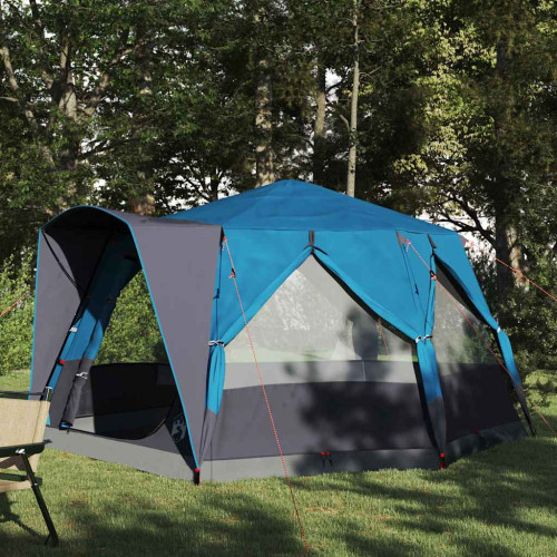 vidaXL Kabeltält 5-personer med tak Blå och grå 333 x 317 x 194 cm