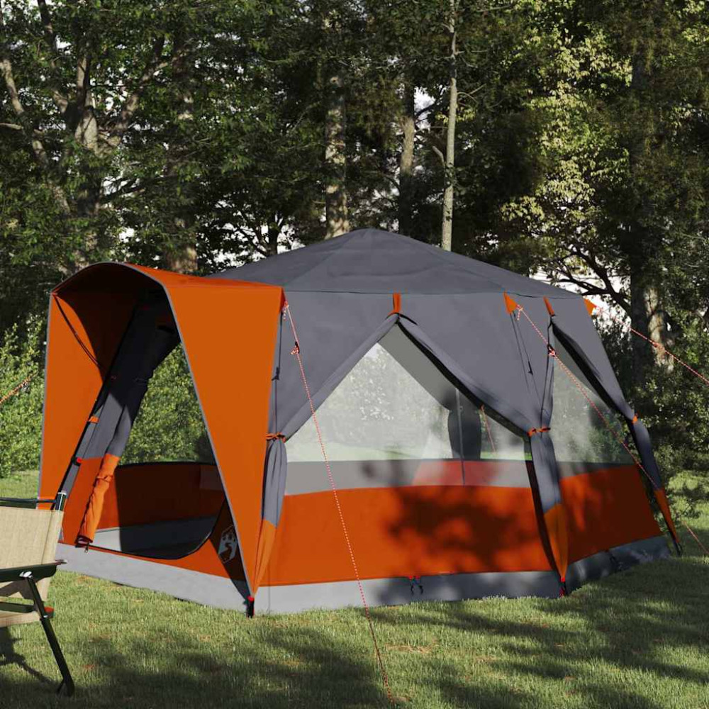 Produktbild för Kabeltält 5-personer med tak Grå och orange 333 x 317 x 194 cm