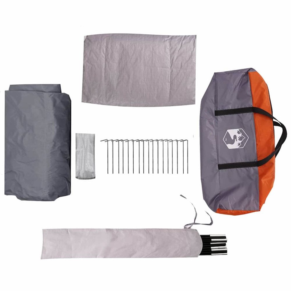 Produktbild för Kabeltält 5-personer med tak Grå och orange 333 x 317 x 194 cm