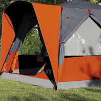 Produktbild för Kabeltält 5-personer med tak Grå och orange 333 x 317 x 194 cm
