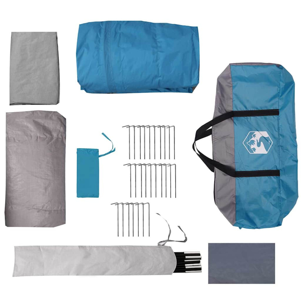 Produktbild för Tunnel Tält 4-Personer med tak Blå och grå 740 x 370 x 220 cm