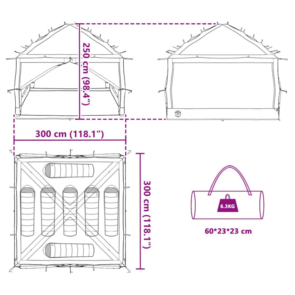 Produktbild för Inre Tält 7-Person 7 person 300 x 300 x 250 cm Blå och grå