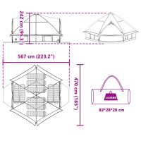 Produktbild för Tält Teepee för 10 personer Grå och orange 567 x 470 x 242 cm