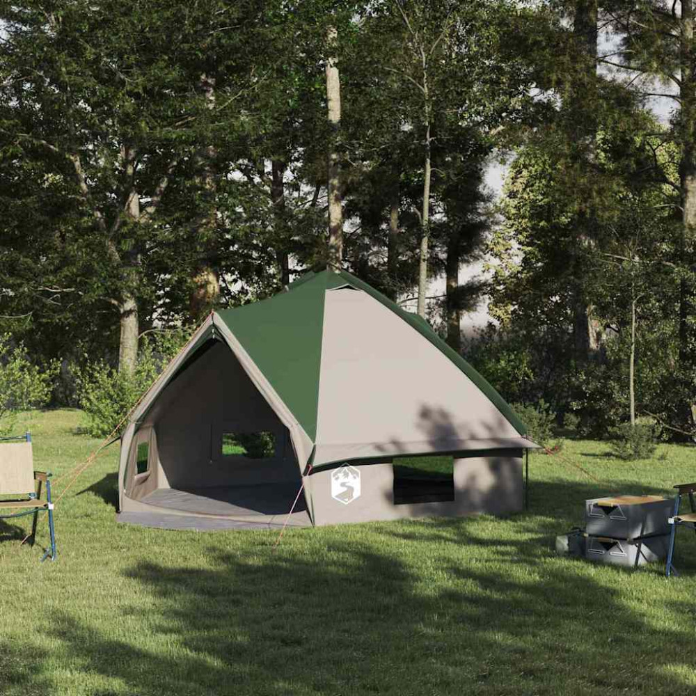 Produktbild för Tält för 6 personer med tak Grön och Vit 431 x 366 x 185 cm