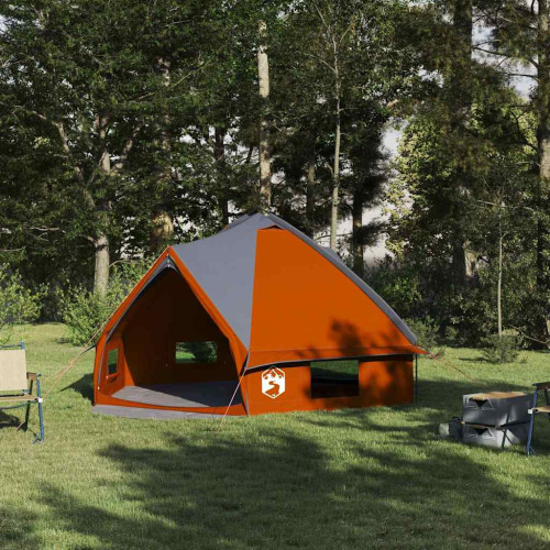 vidaXL Tält för 6 personer med tak Grå och orange 431 x 366 x 185 cm