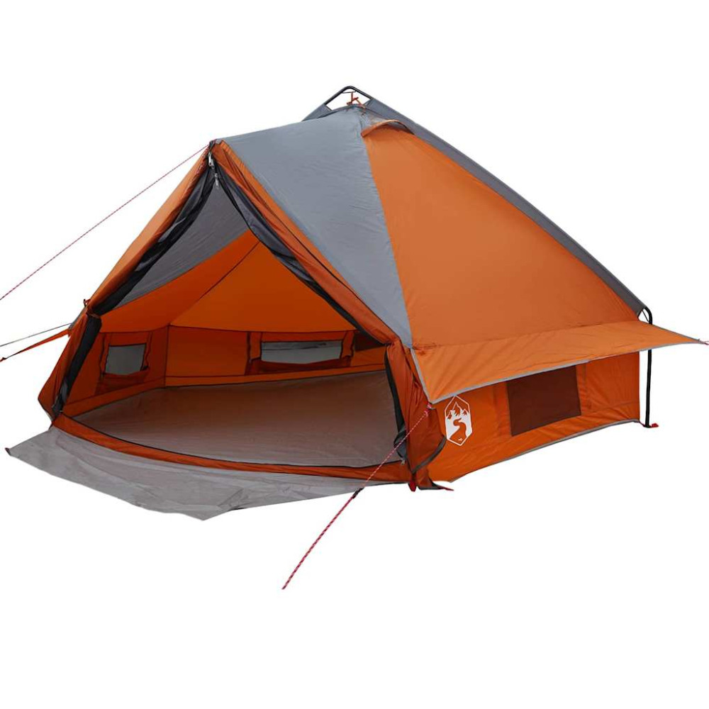 Produktbild för Tält för 6 personer med tak Grå och orange 431 x 366 x 185 cm