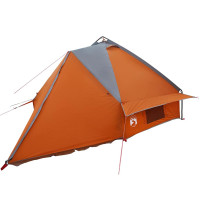 Produktbild för Tält för 6 personer med tak Grå och orange 431 x 366 x 185 cm