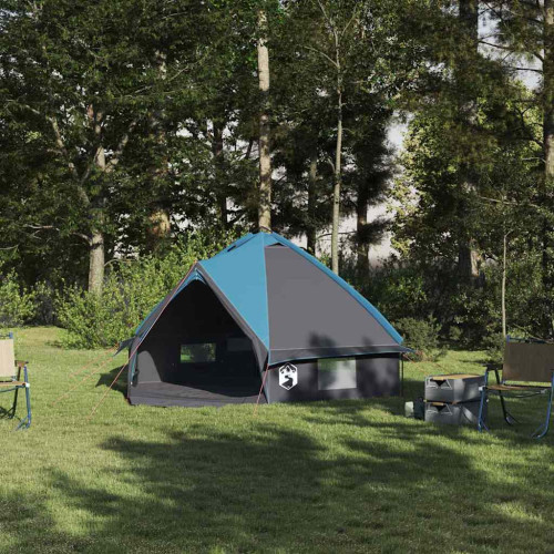 vidaXL Tält för 4 personer med tak Blå och grå 388 x 320 x 169 cm