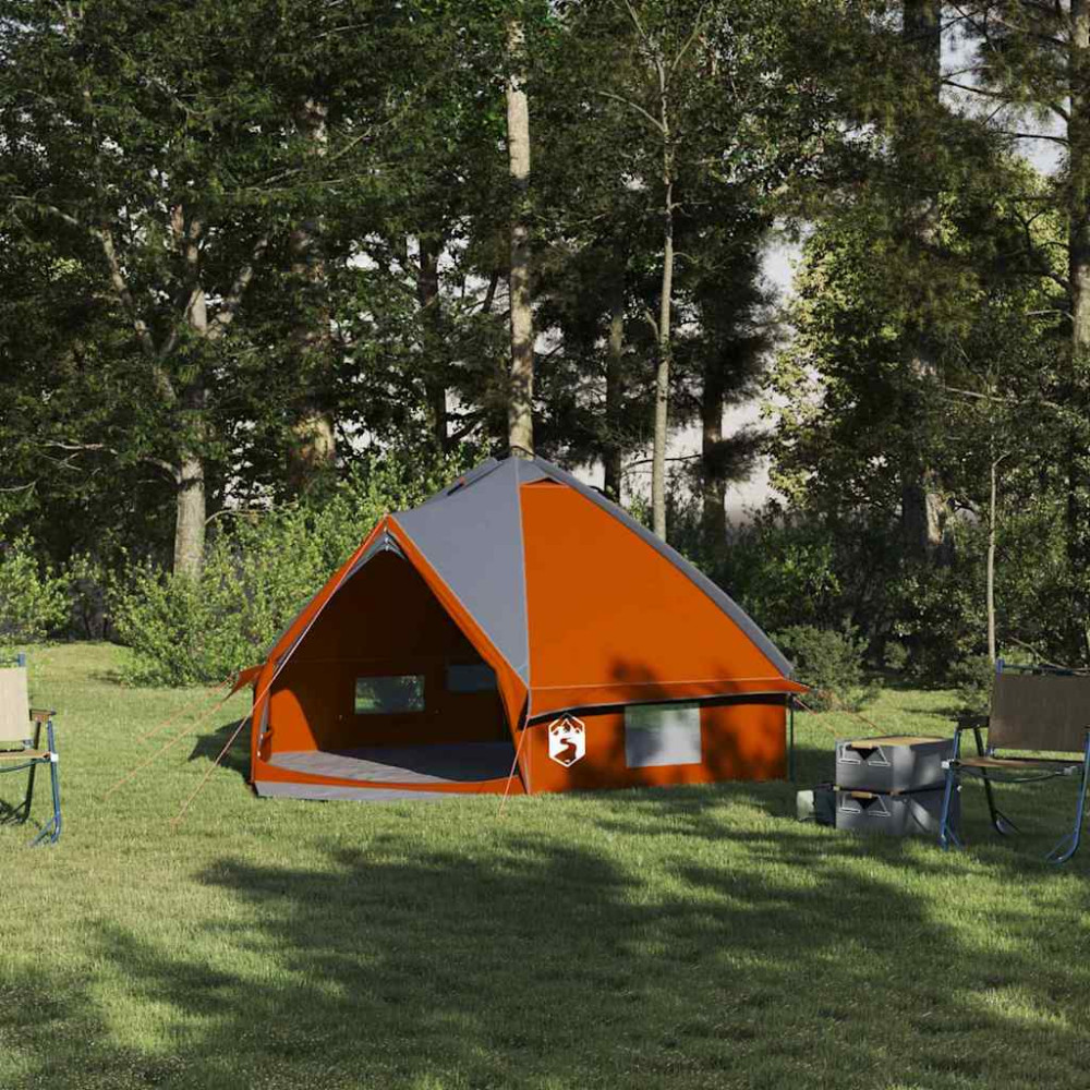 Produktbild för Tält för 4 personer med tak Grå och orange 388 x 320 x 169 cm