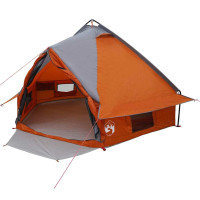 Produktbild för Tält för 4 personer med tak Grå och orange 388 x 320 x 169 cm