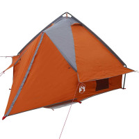 Produktbild för Tält för 4 personer med tak Grå och orange 388 x 320 x 169 cm